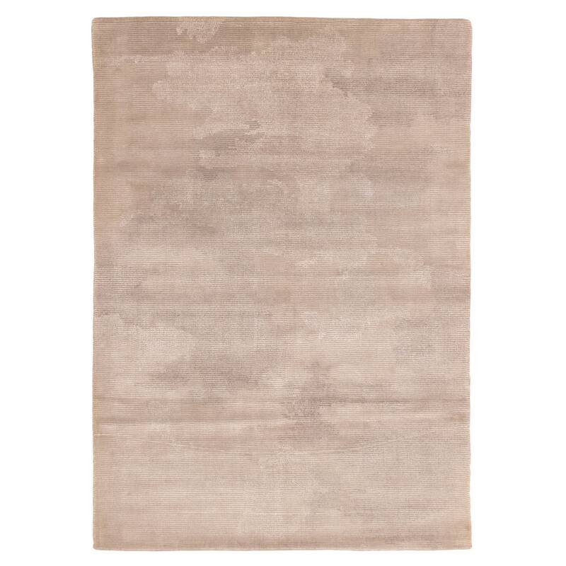 ECARPETGALLERY Hand Loomed Loreto Light Grey Viscose, Wool Rug - 5'3 x 7'5