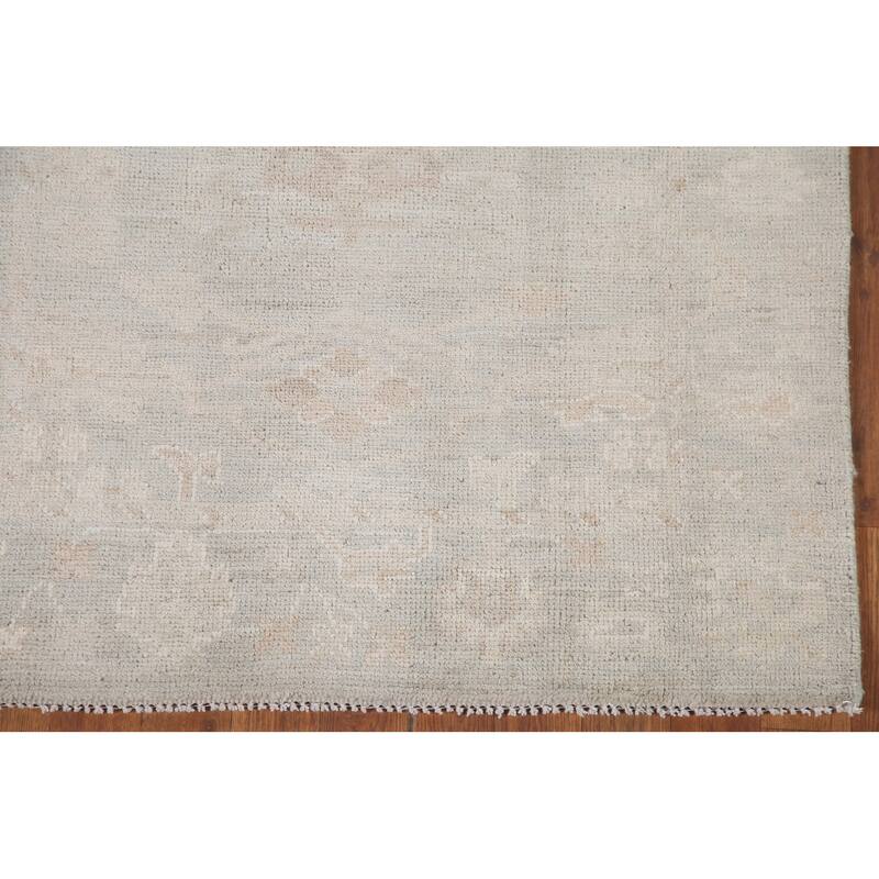 Hand Knotted Oriental 100% Wool Carpet Transitional All-Over Green Oushak Area Rug - 4' 11'' X 3' 2''