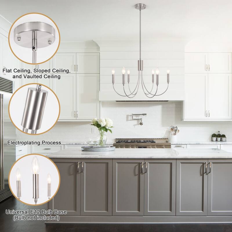 6-Light Modern Candlestick Hanging Linear Chandelier Lighting Island Chandelier for Kitchen Island
