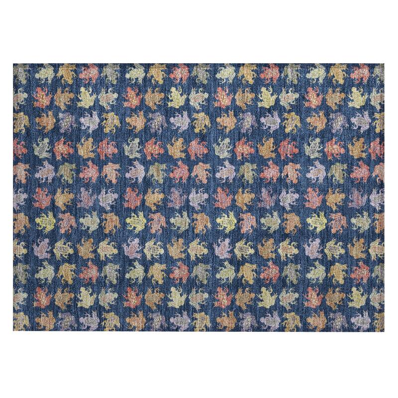 Machine Washable Indoor/ Outdoor Modern Frogs Chantille Rug