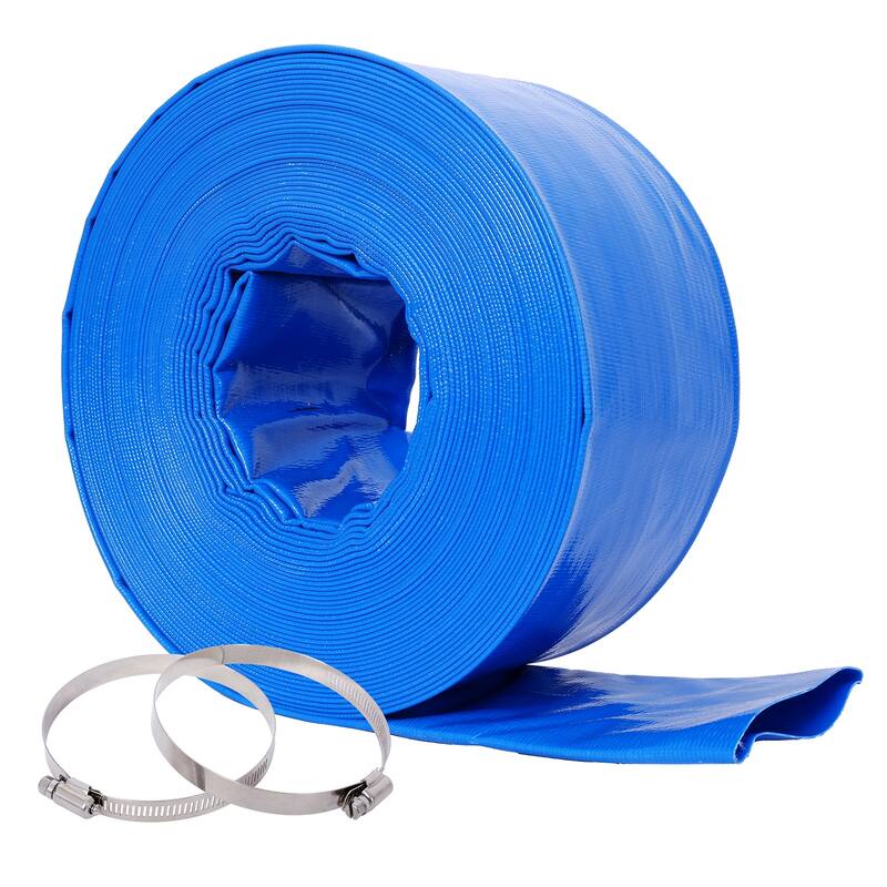 3" Heavy Duty Pool Backwash Hose, Reinforced PVC with 2 Clamps - 3x100FT