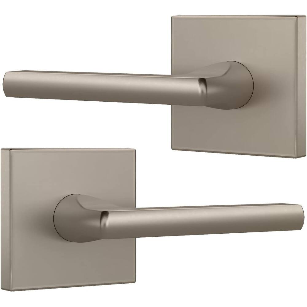 Mega Handles PRIME Reversible Dummy Interior Door Levers with Square Rosette for French Doors & Closets, Modern Stainless Steel