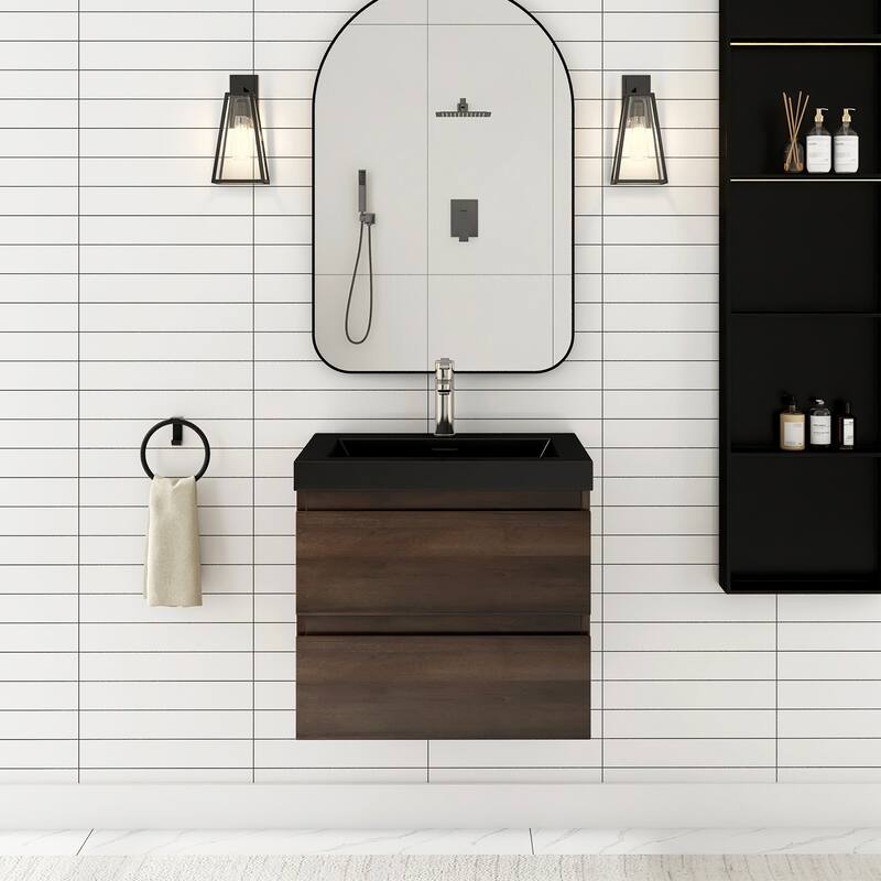 Floating Bathroom Vanity with Quartz Sand Top