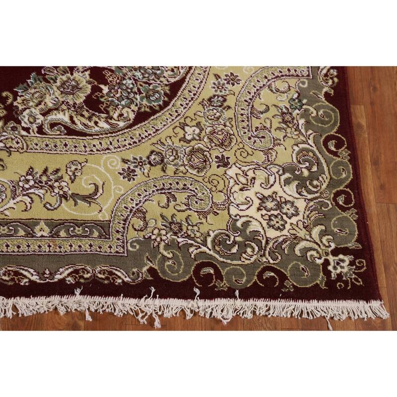 Victorian Style Kashan Turkish Area Rug Machine Made Floral Red Carpet - 6'9" x 9'10"