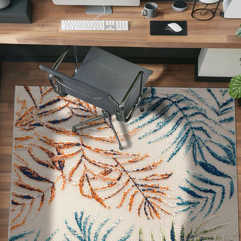 Bahama Palm Frond Floral Indoor/Outdoor Area Rug