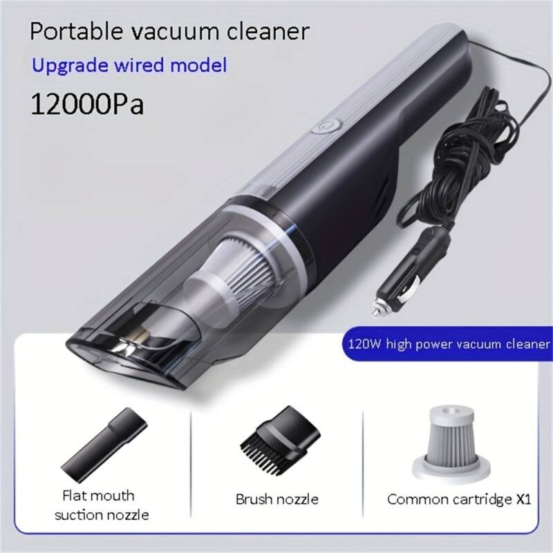12000Pa Handheld Car Vacuum Cleaner Silver, Strong Suction Mini Wireless Rechargeable