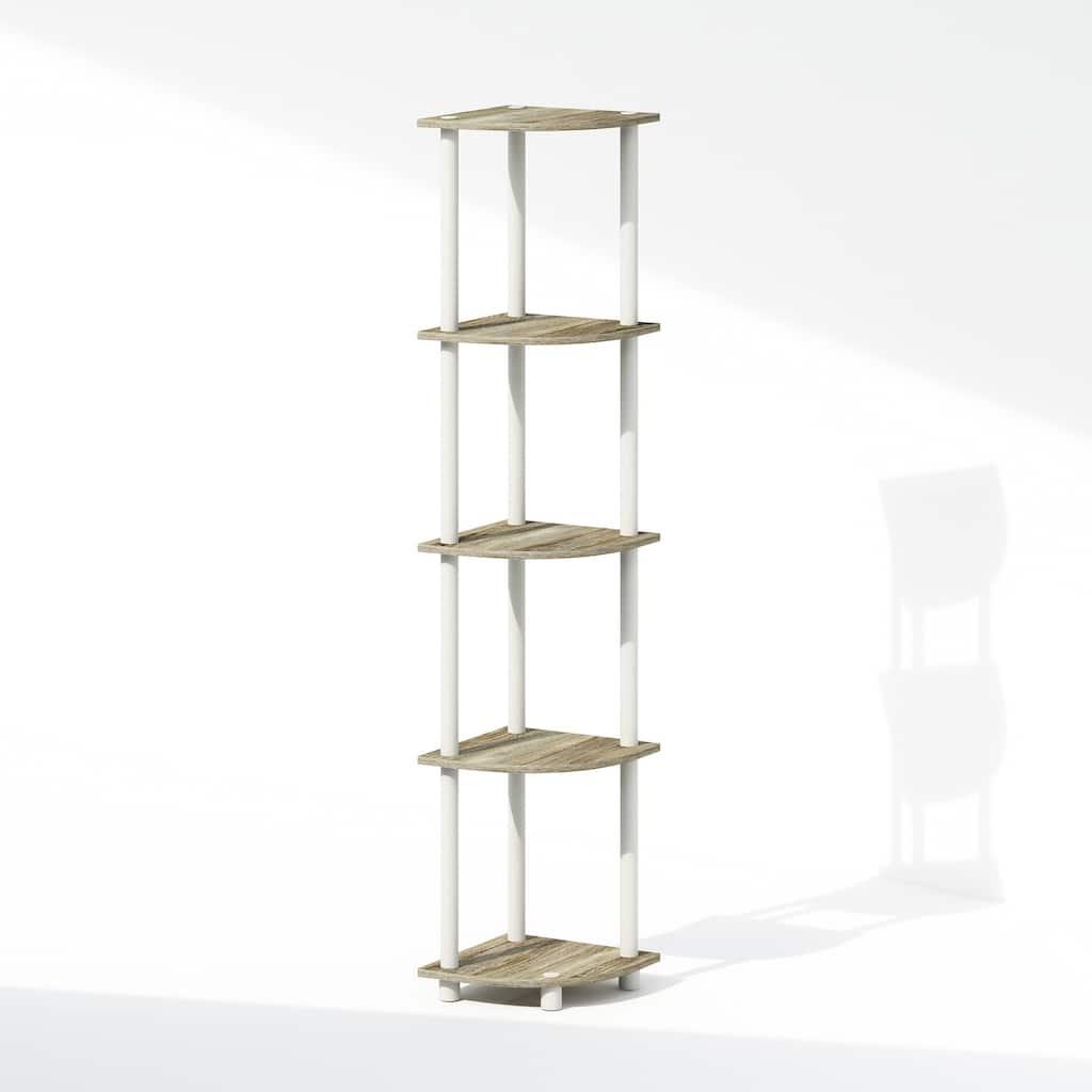 5 Tiers Wood Household Shelving Unit in Oak/White (11.6 in. W x 57.7 in. H x 11.6 in. D)