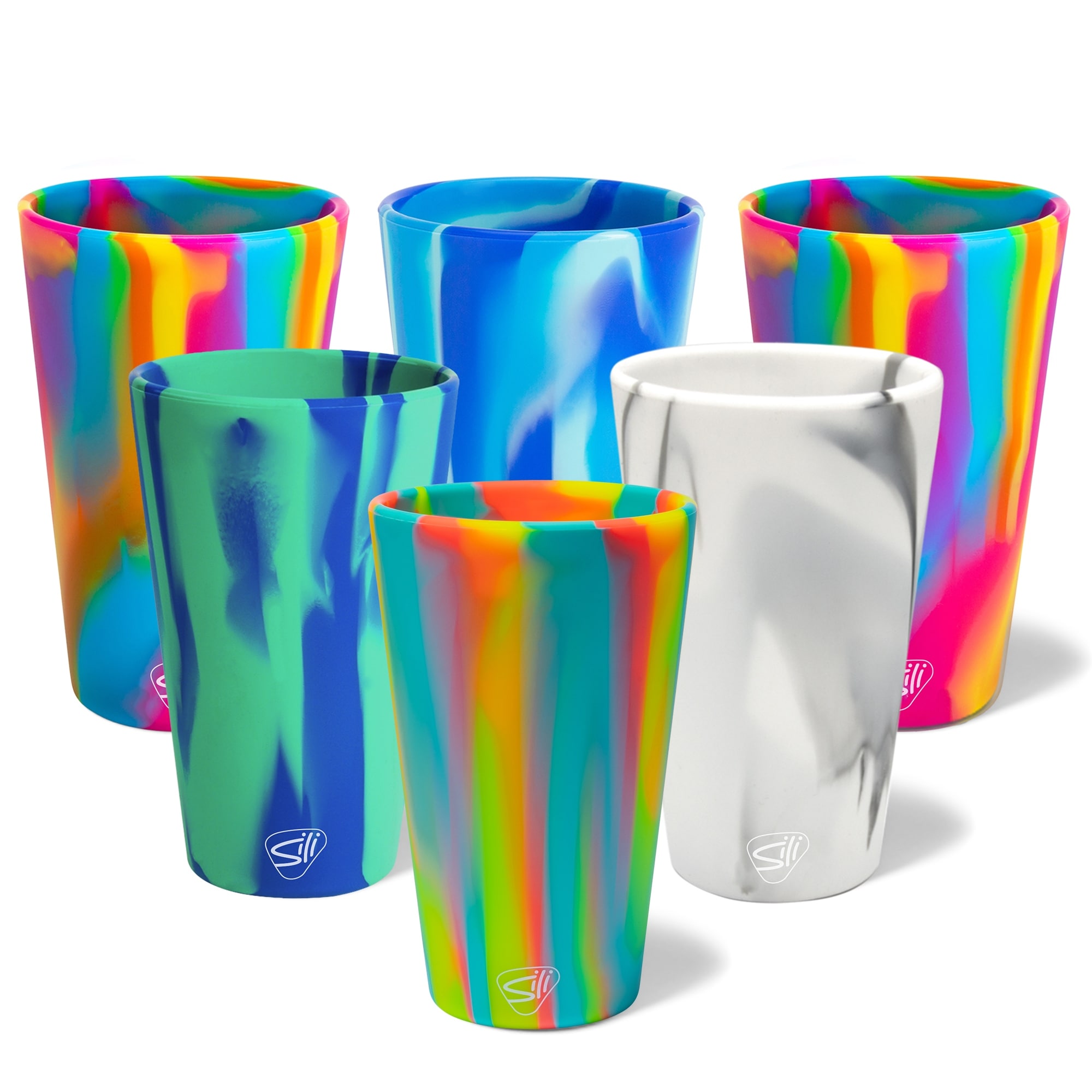 Silipint Silicone Pint Glasses: 6 Pack -Sugar Rush, Headwaters