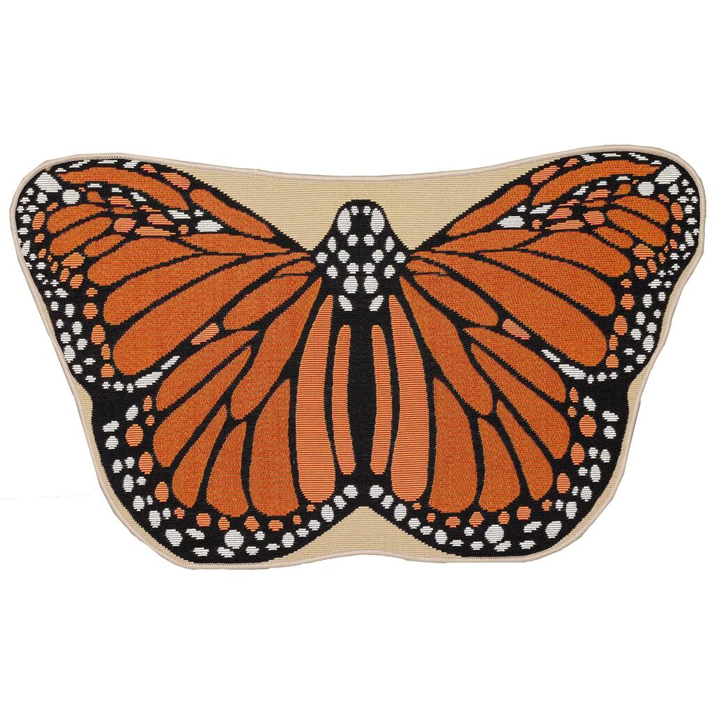 Liora Manne Esencia Monarch Indoor/Outdoor Mat Orange 3'3" x 1'9" SHAPED - 3'3" x 1'9" SHAPED