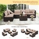 preview thumbnail 35 of 66, EROMMY 6/7 Piece Modular Outdoor Rattan Sofa Set, All-Weather Wicker Patio Furniture with Storage Table, Cushions & Pillows