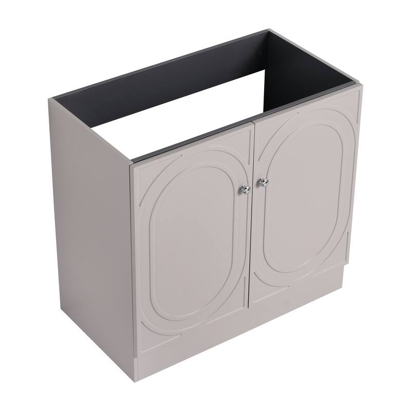 Modern 36 Inch Freestanding Bathroom Vanity Base without Sink, Storage Cabinet with Soft-Close Doors and Adjustable Shelves - khaki