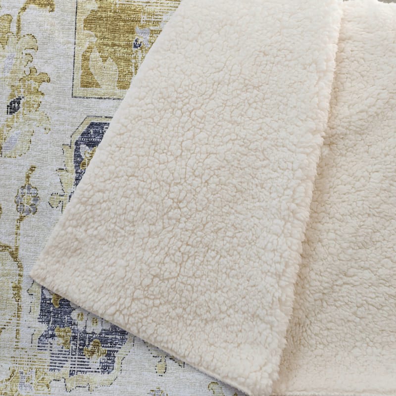 Premium Machine Washable ASB93 Traditional Medallion Sherpa Throw Blanket