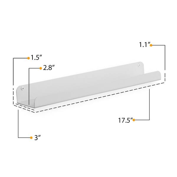 dimension image slide 1 of 2, White Metal Floating Shelves for Nursery Decor, Kids Bookshelf (Set of 6)