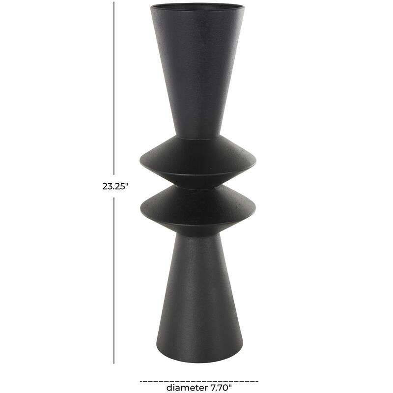 Black Metal Art Deco Fluted Decorative Vase
