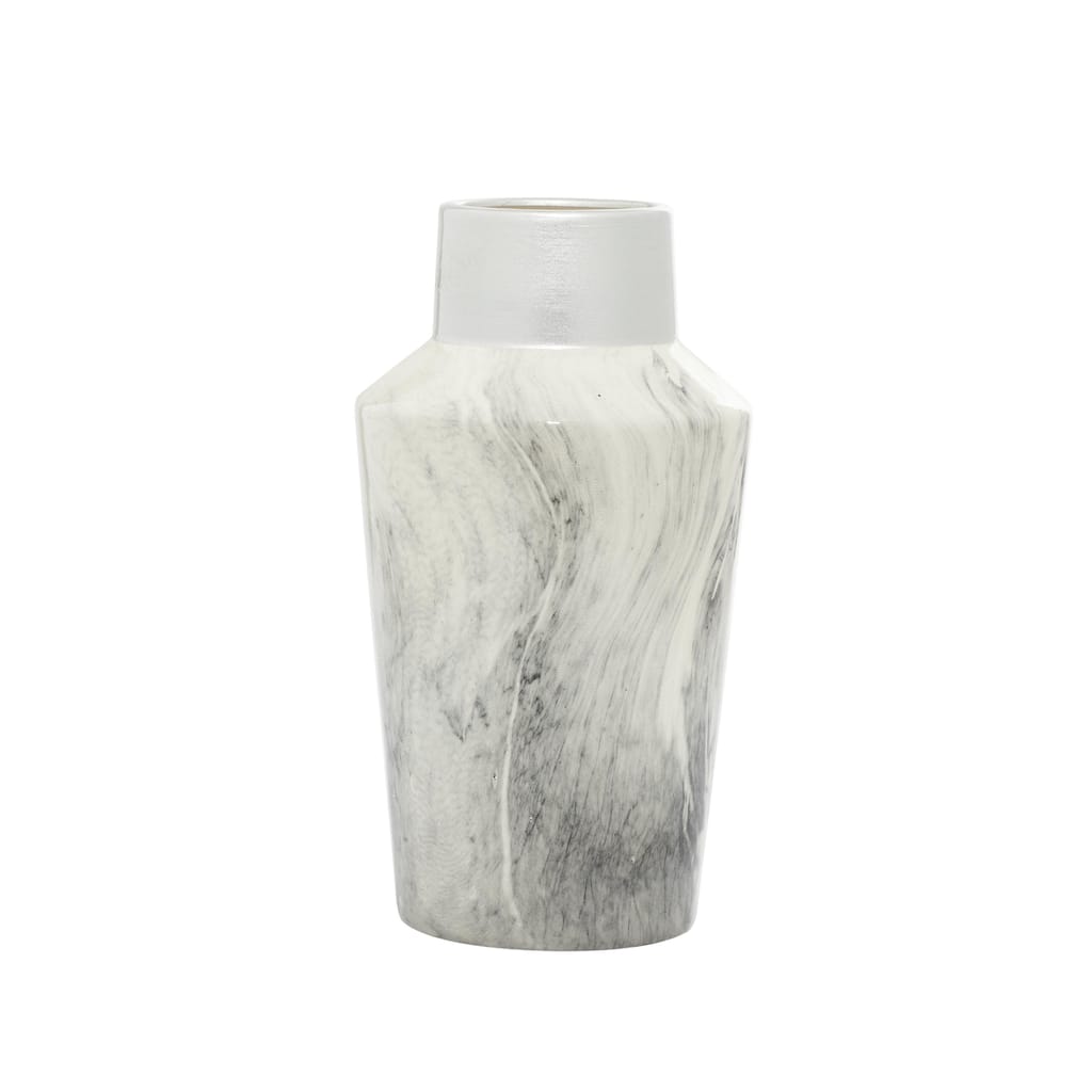 Ceramic Faux Marble Decorative Vase - Gray - Roche River Decor