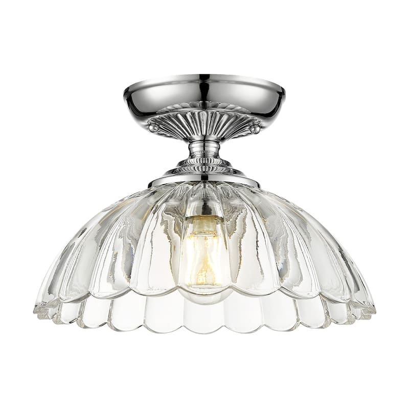 Golden Lighting Audra 1-light 12in Semi-Flush Mount in Chrome - Pewter - 1-Light Semi-flush