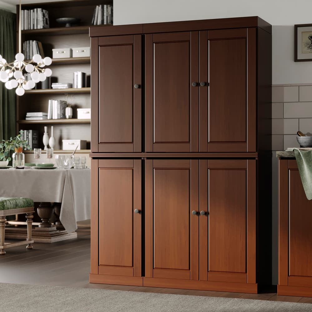 100% Solid Wood Tall Freestanding Kitchen Pantry Cabinet with Doors, Adjustable Shelves, Modular Storage, 48.5" W x 71.5" H