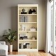 preview thumbnail 1 of 17, 83.4"H Wood Bookcase, 5-Tier Adjustable Storage Shelves for CDs/Books/Movies, Free-Standing Storage Organizer for Living Room Beige+Cream,Beige+yellow