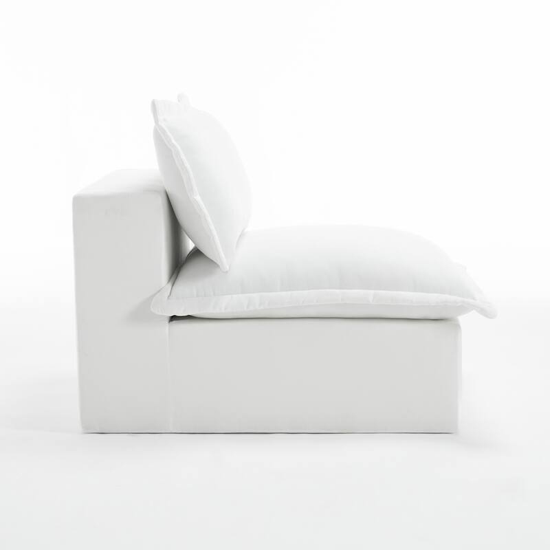 32"W Chenille Upholstered No Assembly Armless Accent Chair