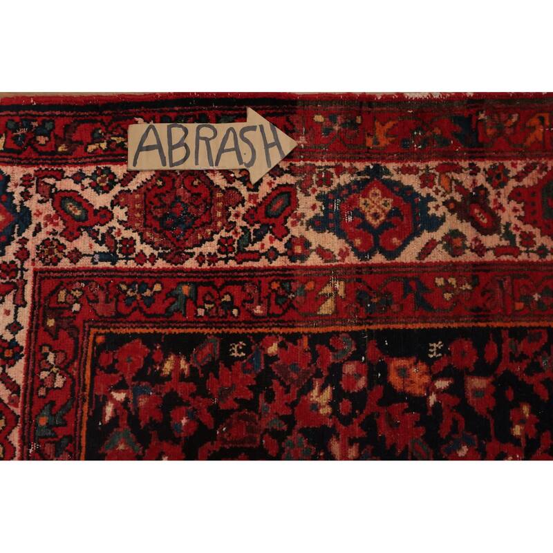 Hand Knotted Oriental 100% Wool Carpet Traditional Floral Navy Blue & Blues Malayer Area Rug - 11' 3'' X 5' 0''