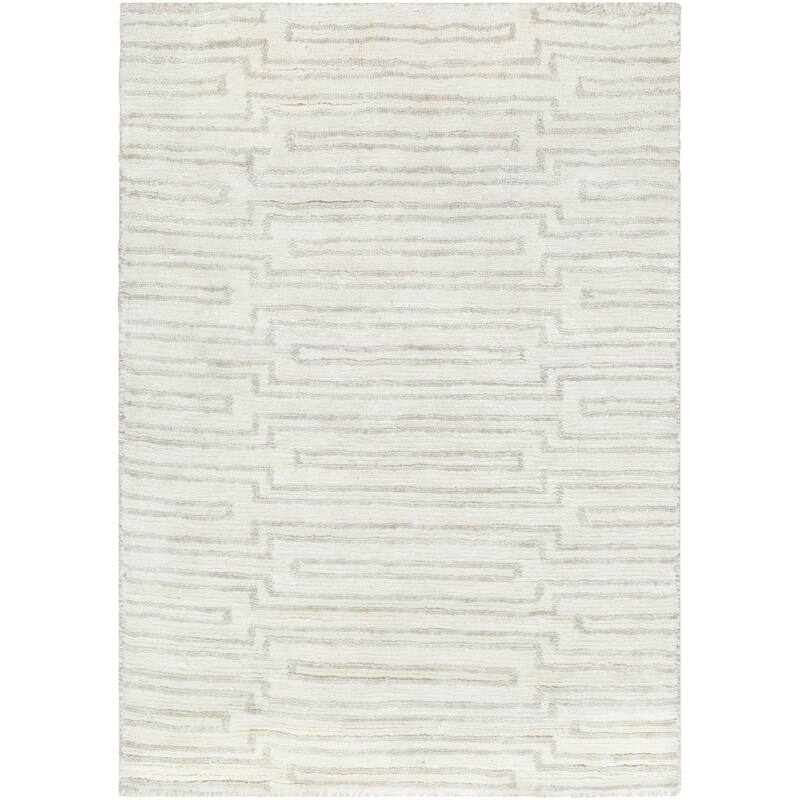 Hand-Knotted Aniya Stripe Pattern Viscose Area Rug