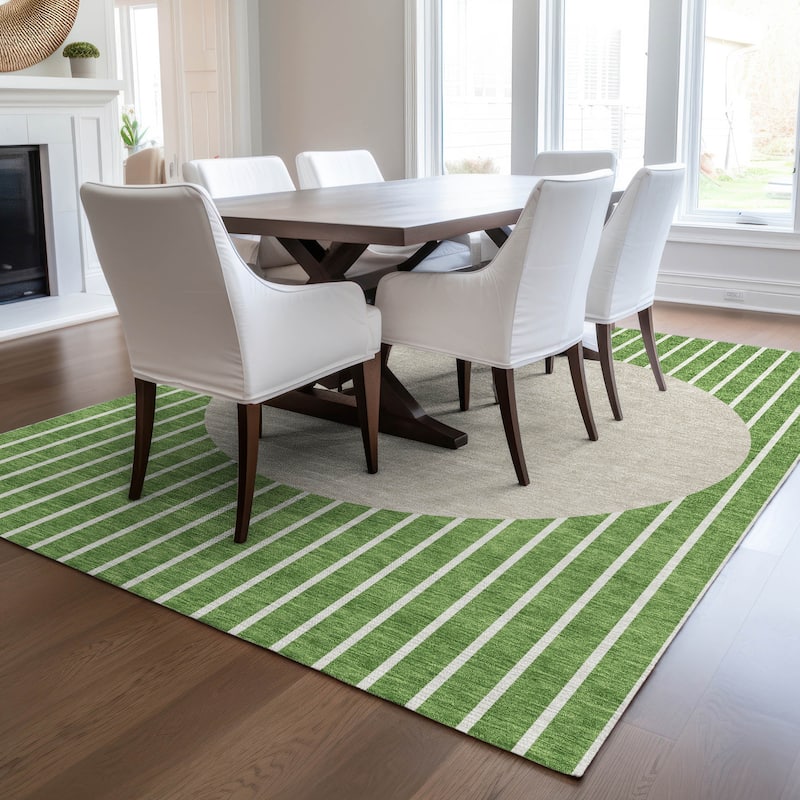 Machine Washable Indoor/ Outdoor Modern Sunrise Chantille Rug