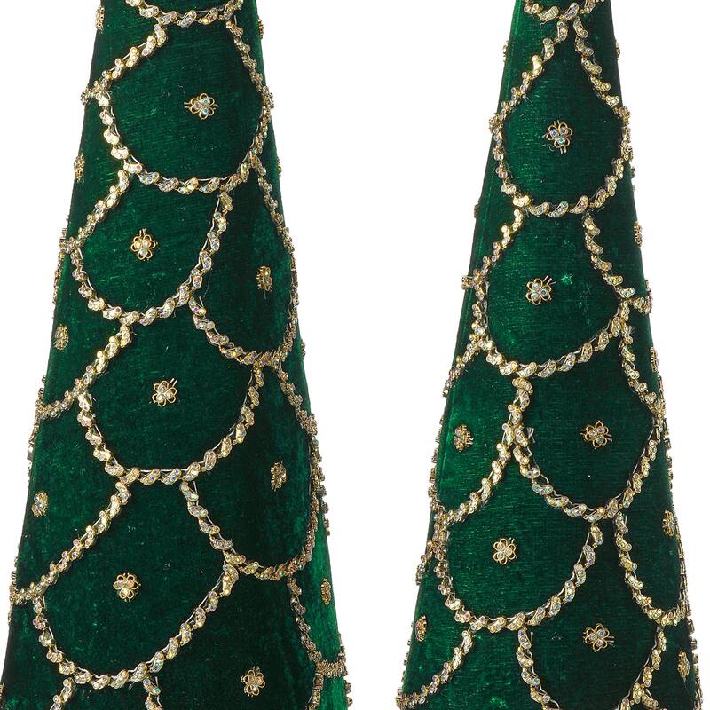 18-24" Jeweled Scalloped Velvet Cone Tree