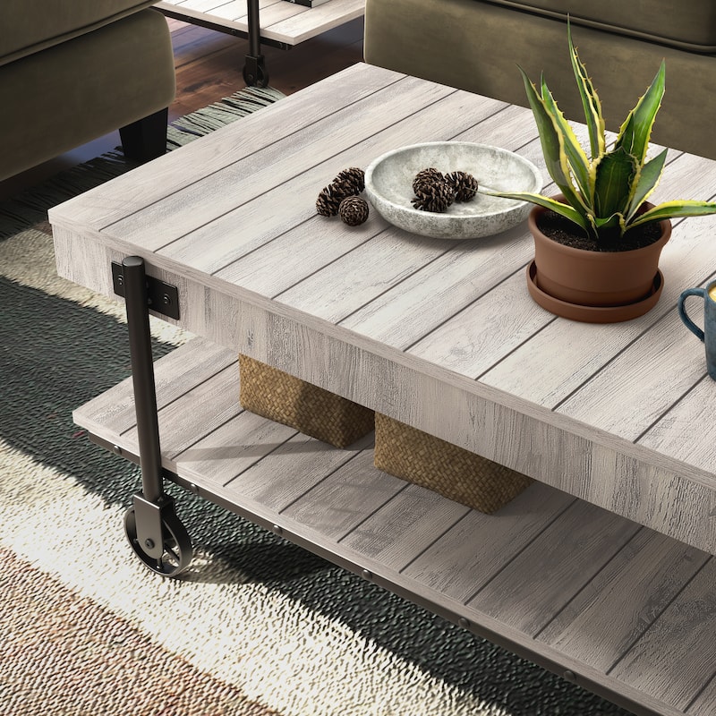 Hyssop Farmhouse 47-inch Steel 1-Shelf Coffee Table by Furniture of America