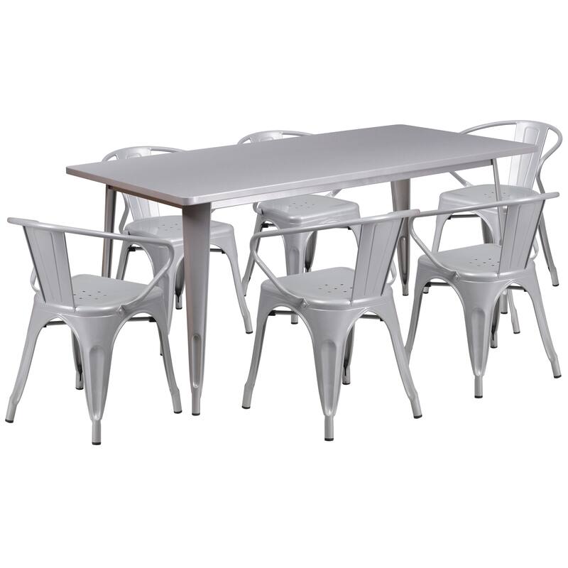 Rectangular Metal Indoor-Outdoor Table Set