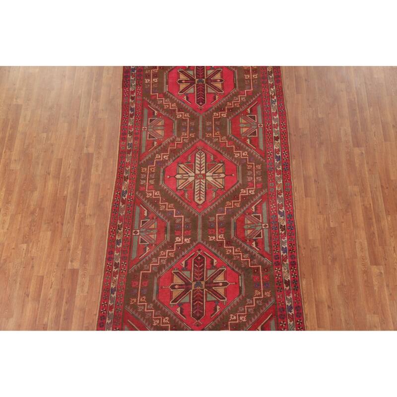 Meshkin Persian Vintage Area Rug Handmade Wool Carpet - 4'8" x 10'6"