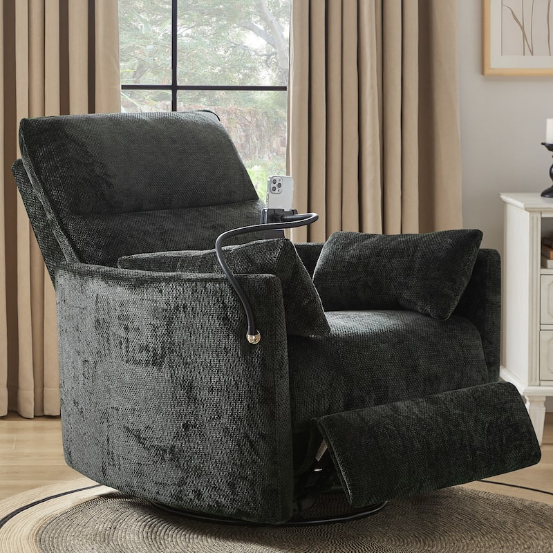 Barry Modern 38" Power Rocking Swivel Nursery Recliner with USB Ports by HULALA HOME
