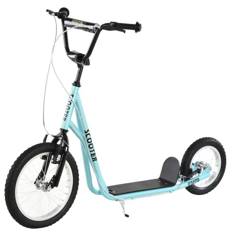 Steel Aluminum Kick Scooter with Adjustable Handlebar - 53.25"L x 22.75"W x 34.75"-37"H - Blue