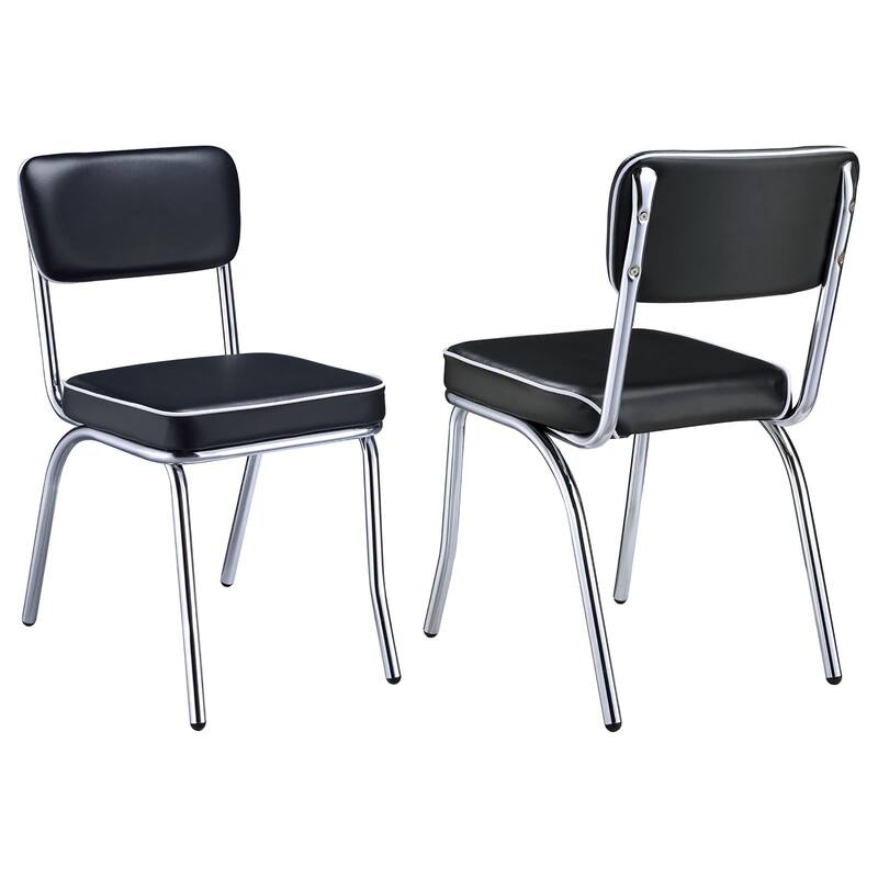 Upholstered Side Chairs，Dining Chair with Chrome Legs (Set of 2)
