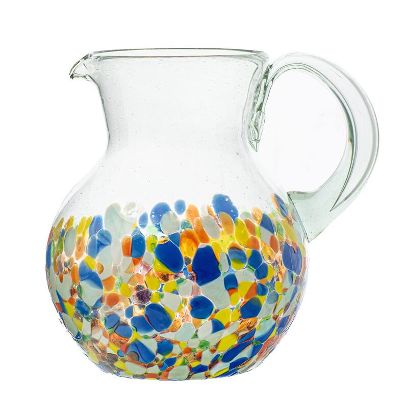 10 Strawberry Street Pueblo Handblown Mexican Glassware, Set of 4 - 72 oz Pitcher