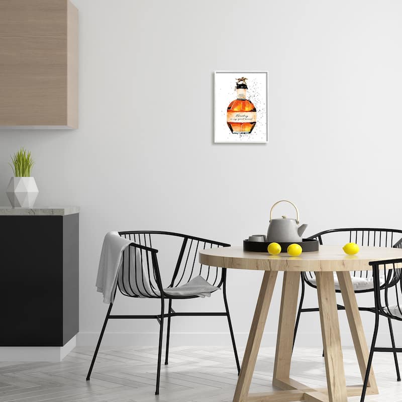 Stupell Whiskey is My Spirit Animal Quote Liquor Bottle Framed Giclee Texturized Art by Mercedes Lopez Charro