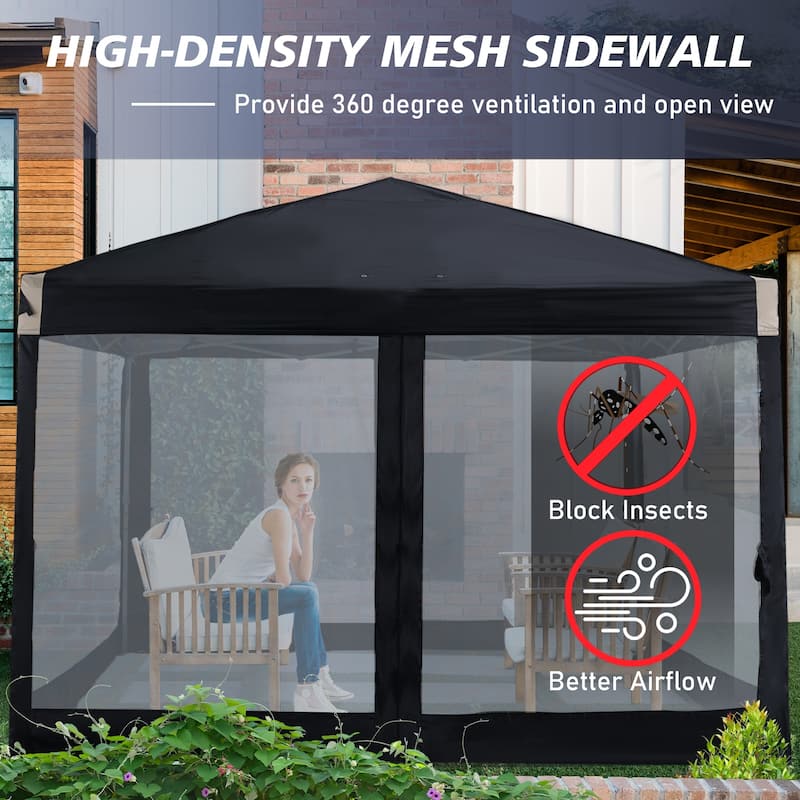 Aoodor Canopy Mesh Sidewall Replacement with 2 Side Zipper for 10' x 10' Pop Up Canopy Tent (Mosquito Net Only)