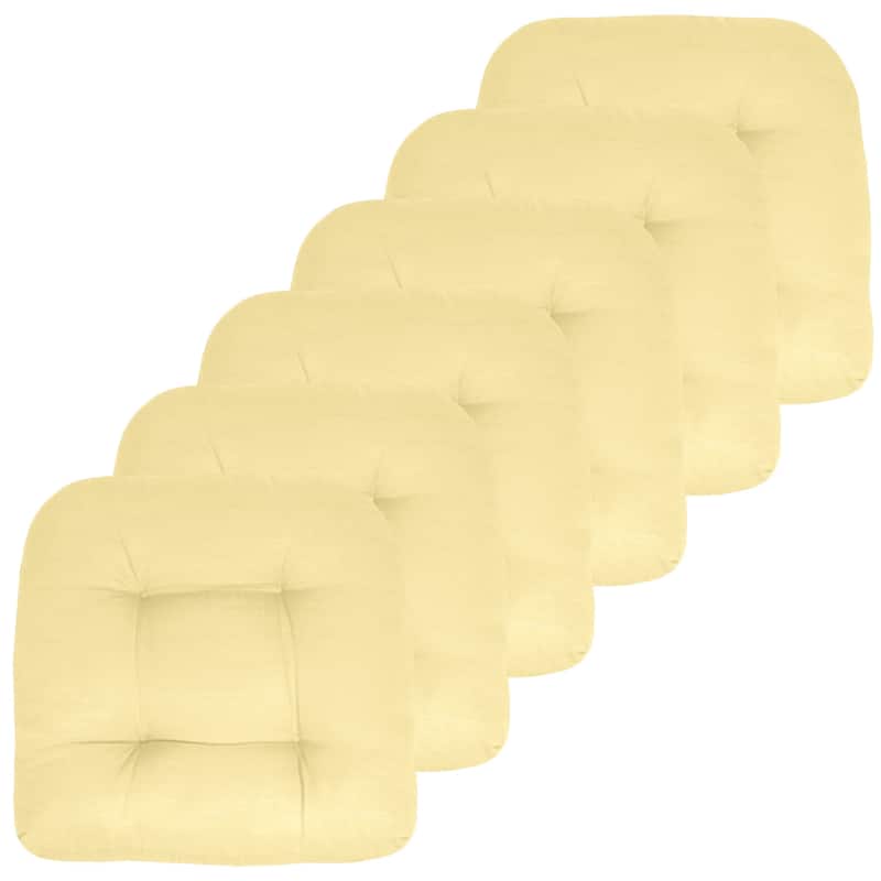 Indoor-Outdoor Reversible Patio Seat Cushion - Yellow - Set of 6