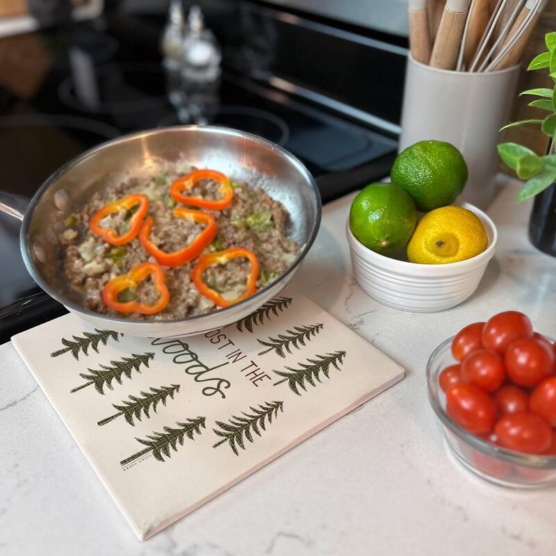 Get Lost Decorative Heat Tolerant Stone Trivet with Non-Skid Cork Backing 8” Square Artistic, Durable, Easily Wipes Clean