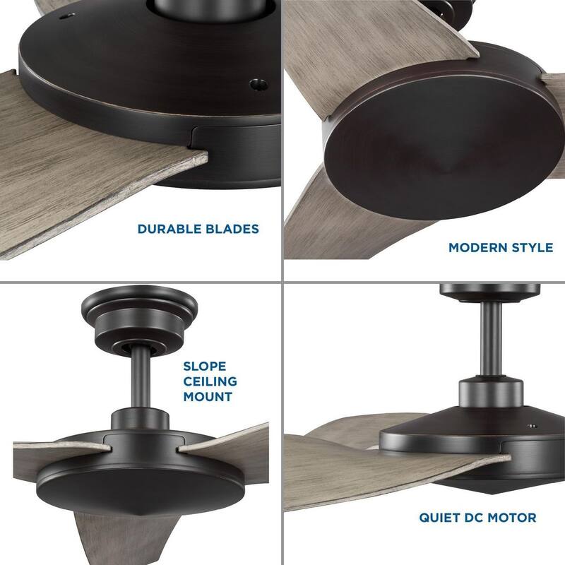 Spicer Collection 54-Inch Three-Blade Antique wood Antique Bronze DC Motor Contemporary Ceiling Fan - 54 in x 54 in x 11.5 in