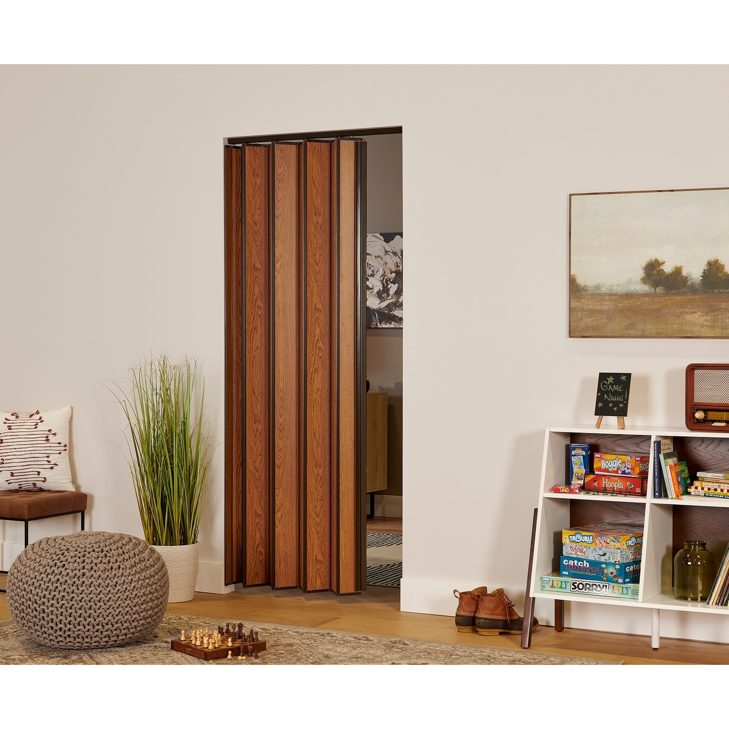 Spectrum Woodshire Oak MDF Folding Closet Door Accordion Door 36 x 80