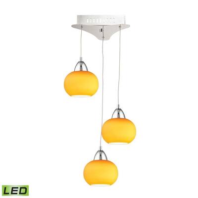 Cloister Close - Triple Led Pendant Complete with Yellow Glass Shade
