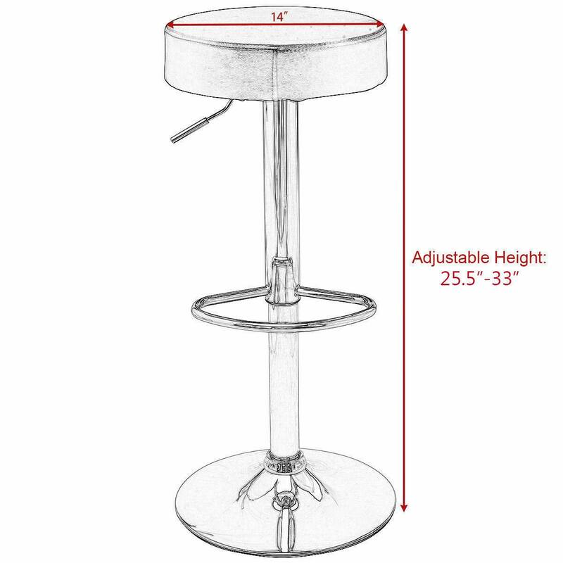 Costway Set of 2 Adjustable Round Leather Seat Hydraulic Swivel Bar