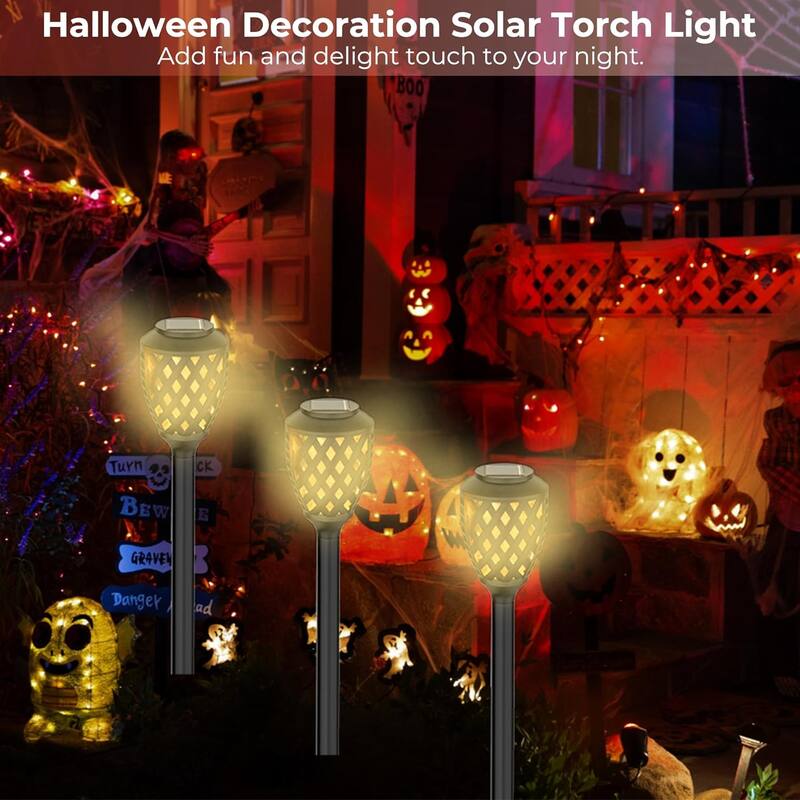 8 Pack Solar Torch Light with Flickering Flame, Outdoor Waterproof Garden Solar-Ligh for Outside Patio Path Yard Decoration
