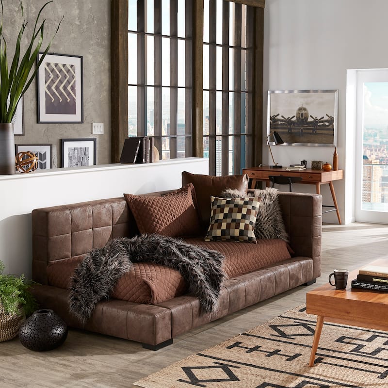 Basingstoke Brown Microfiber Twin Size Lounger by iNSPIRE Q Modern