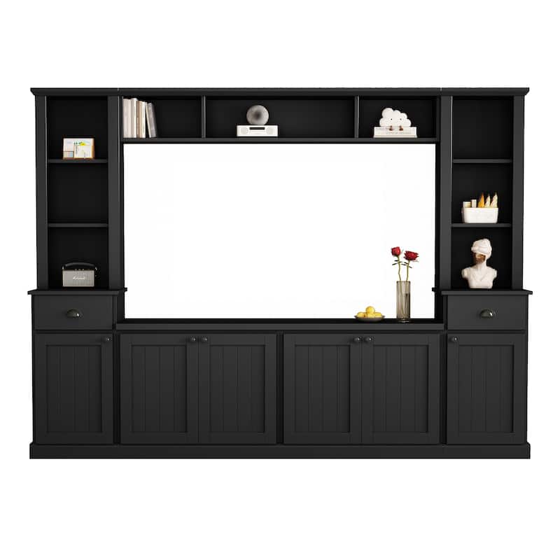 Black 103" Modern Entertainment Wall Unit with Ample Storage for TVs Up to 75"