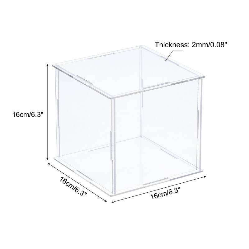 Display Case, Acrylic Box Assemble Dustproof Showcase for Collectibles - Clear - 5.9x5.9x5.9inch