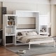 preview thumbnail 1 of 38, Queen Size Murphy Bed Wall Bed with Desk, Mirror and Vanity, Wooden Foldable Murphy Cabinet Bed with Storage Cabinets White