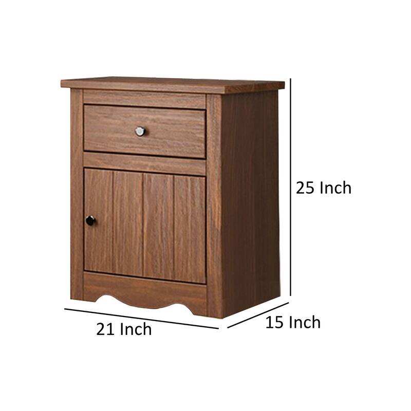 Brown 1 Drawer 21 in. W Nightstand with Sturdy Hardware and Ample Storage