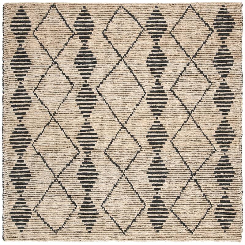 SAFAVIEH Hand-knotted Bohemian Kadrija Boho Jute Rug - 6' Square - Beige/Black