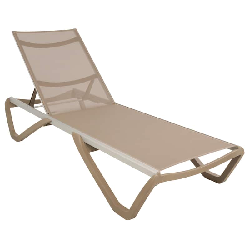 Furnish Theory Seabreeze Deck Patio Sunlounger Sun Lounger Lounge Chair Sling Chaise Lounger (Various Frame & Mesh Colors) - Taupe Frame & Taupe Mesh